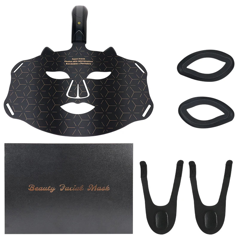 Wireless Silicone Infrared Red Light Therapy Mask Flexible 7 LED Colors Built-In Battery for Face Treatment