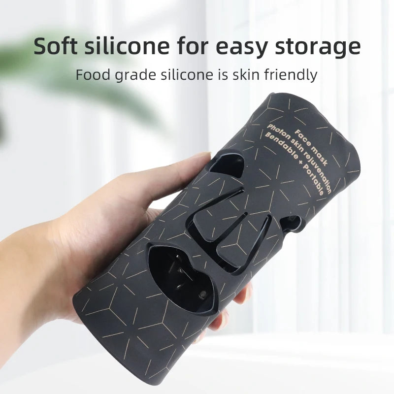 Wireless Silicone Infrared Red Light Therapy Mask Flexible 7 LED Colors Built-In Battery for Face Treatment